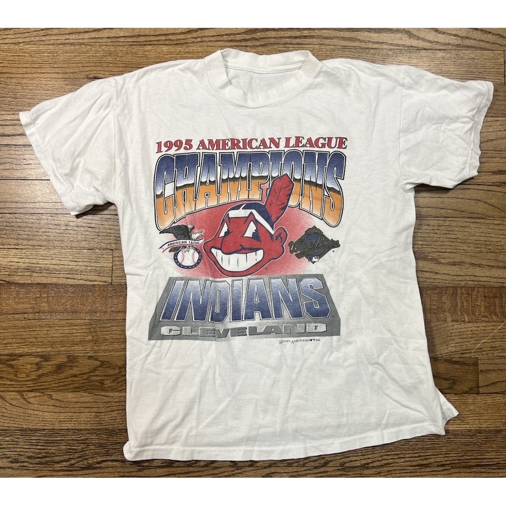 Vintage 1995 Cleveland Indians MLB T Shirt Men's 90s Logo World Series Sz Small